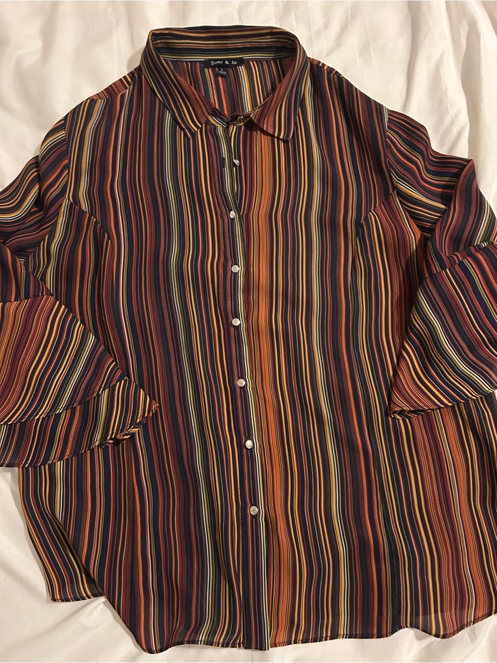 Sami & Jo Multicolor Striped Long-Sleeve Button-Down Shirt